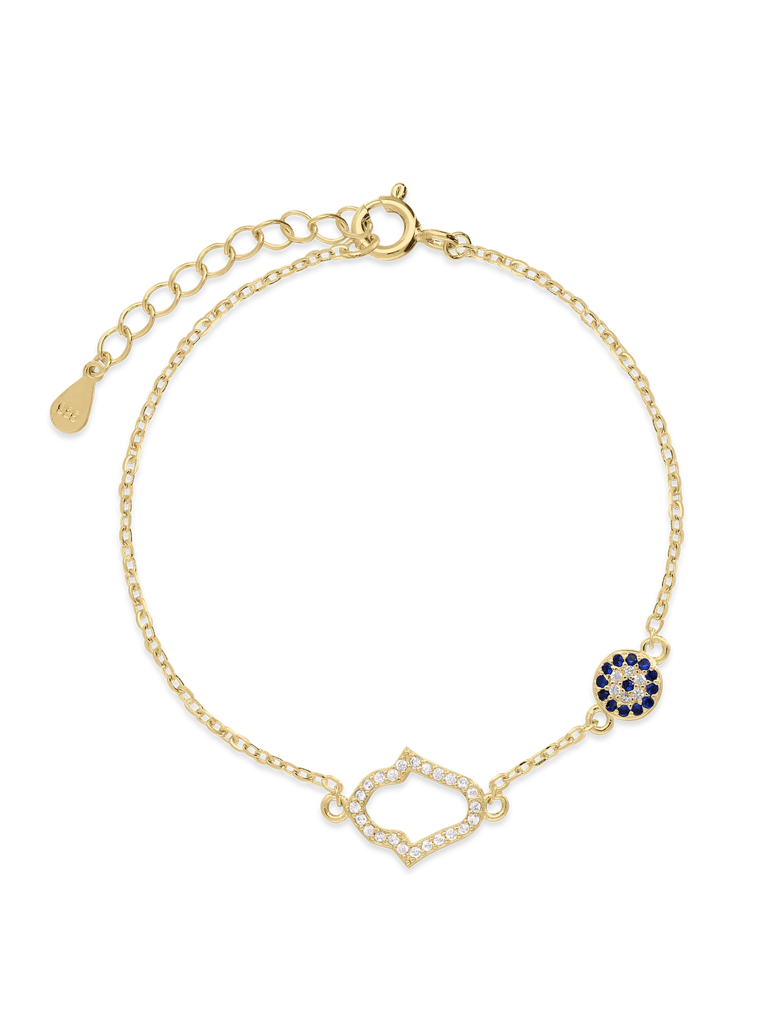 Pulseira delicada banhada a ouro com zircónia