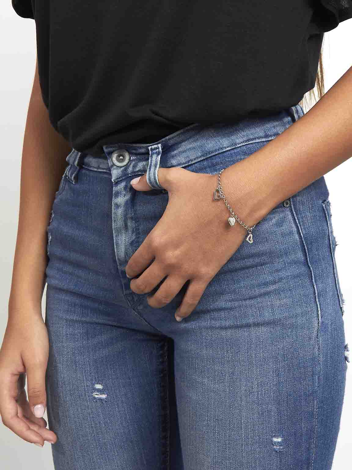 Pulseira corações em prata 925 com zircónias - Image 2