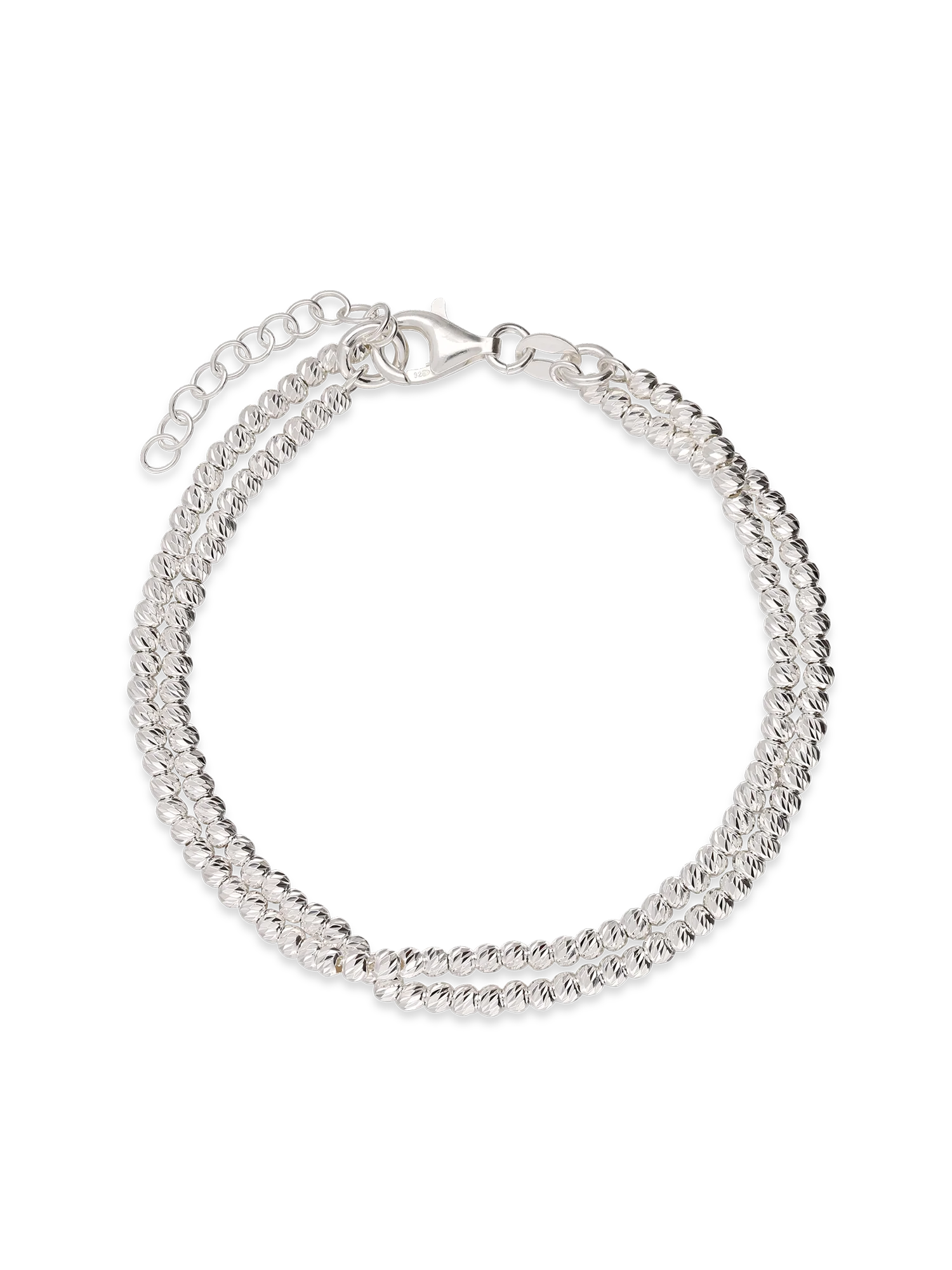 Pulseira de bolinhas dupla em prata 925