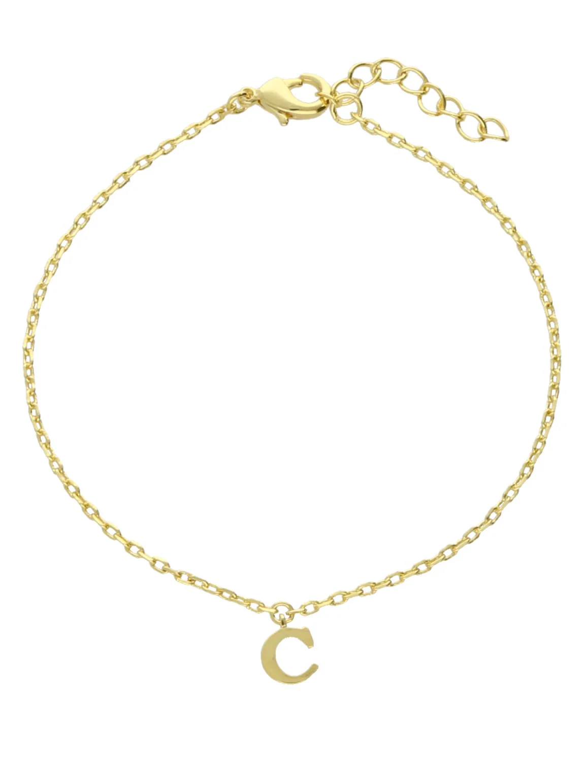 Pulseira delicada "C" banhada a ouro