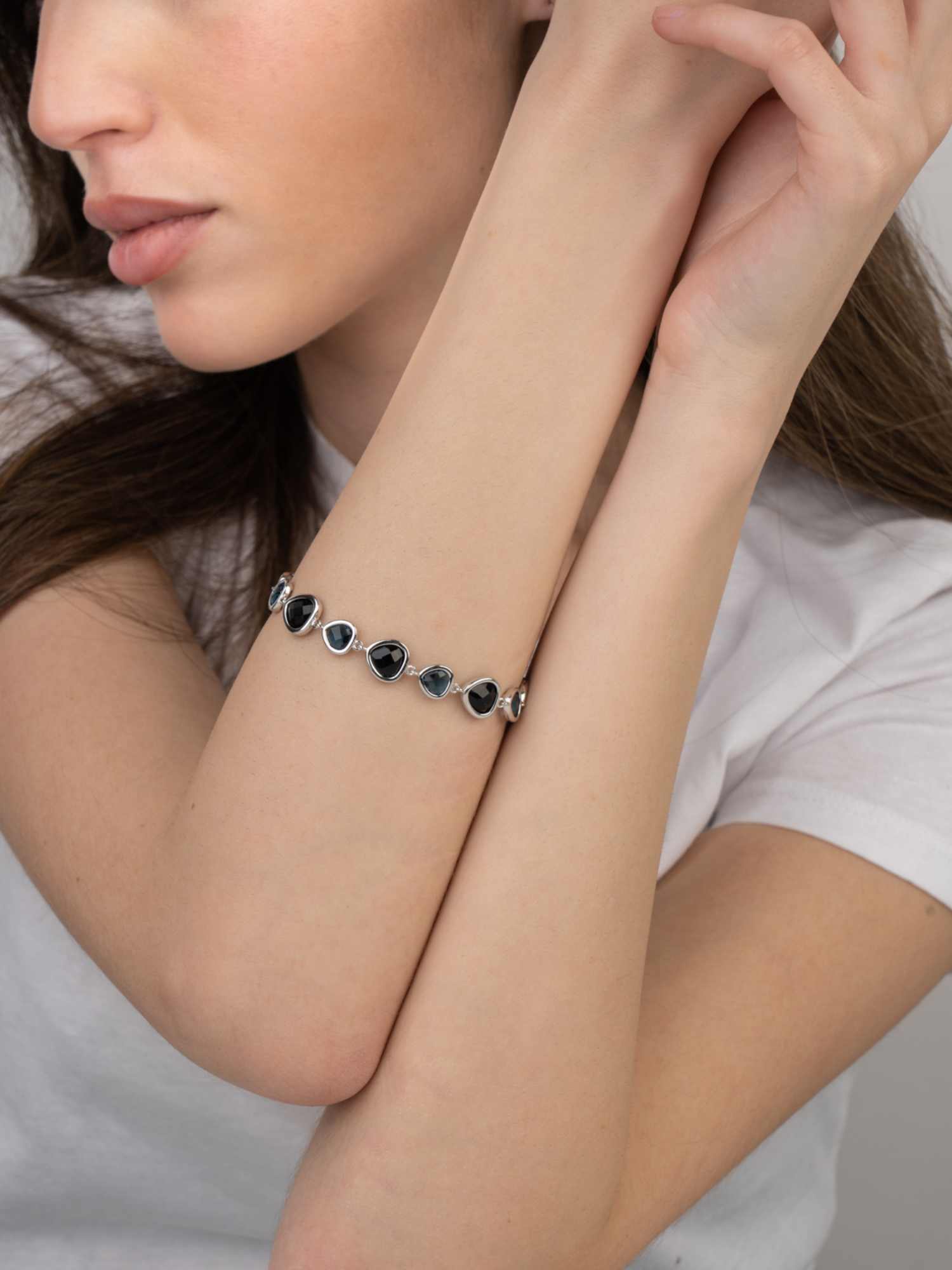 Pulseira em prata 925 com cristais azuis - Image 2