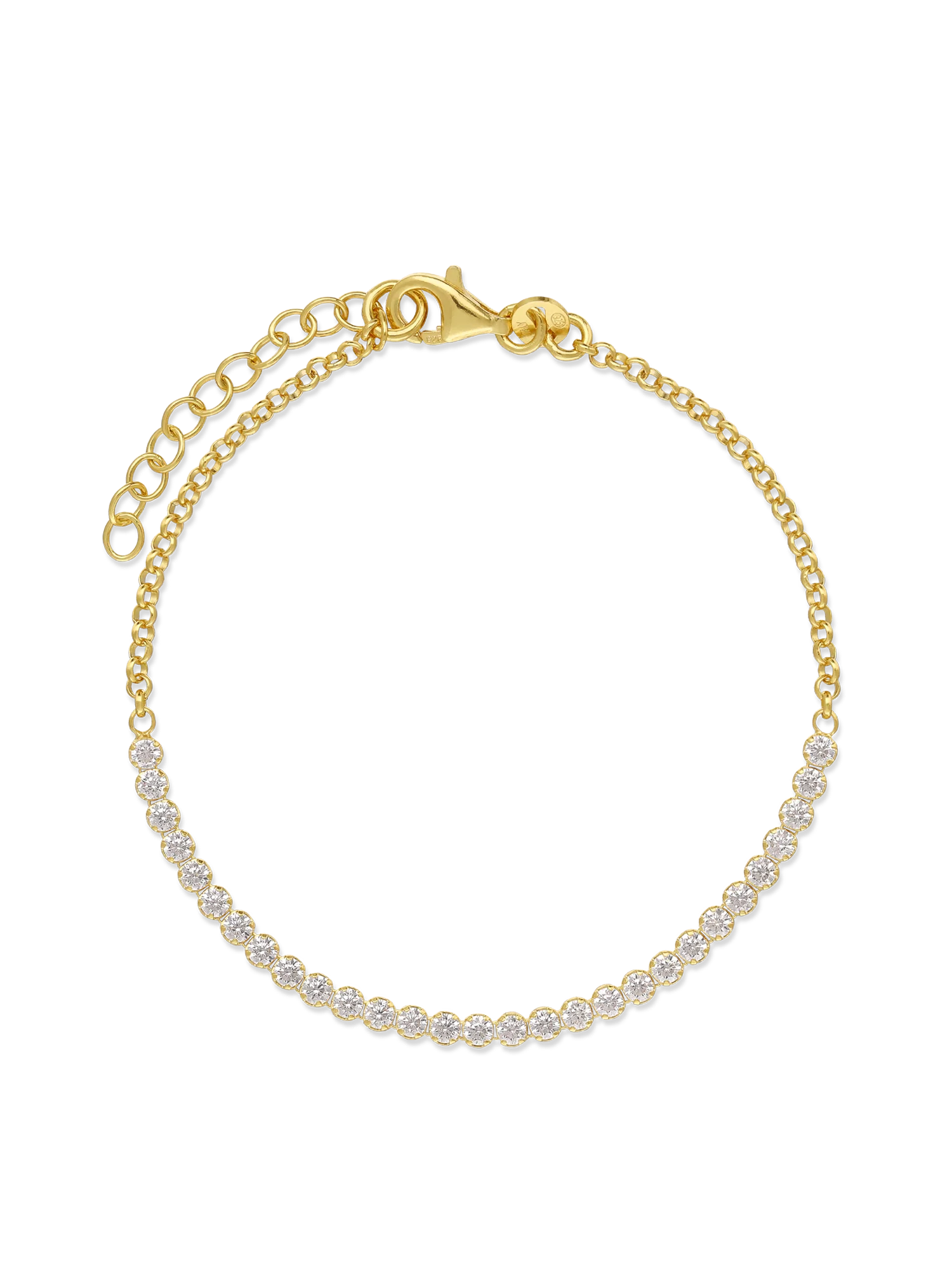 Pulseira em prata 925 banhada a ouro com zircónias