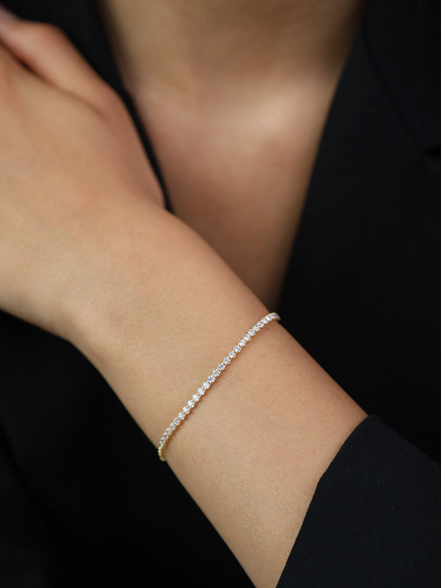 Pulseira em prata 925 banhada a ouro com zircónias - Image 2