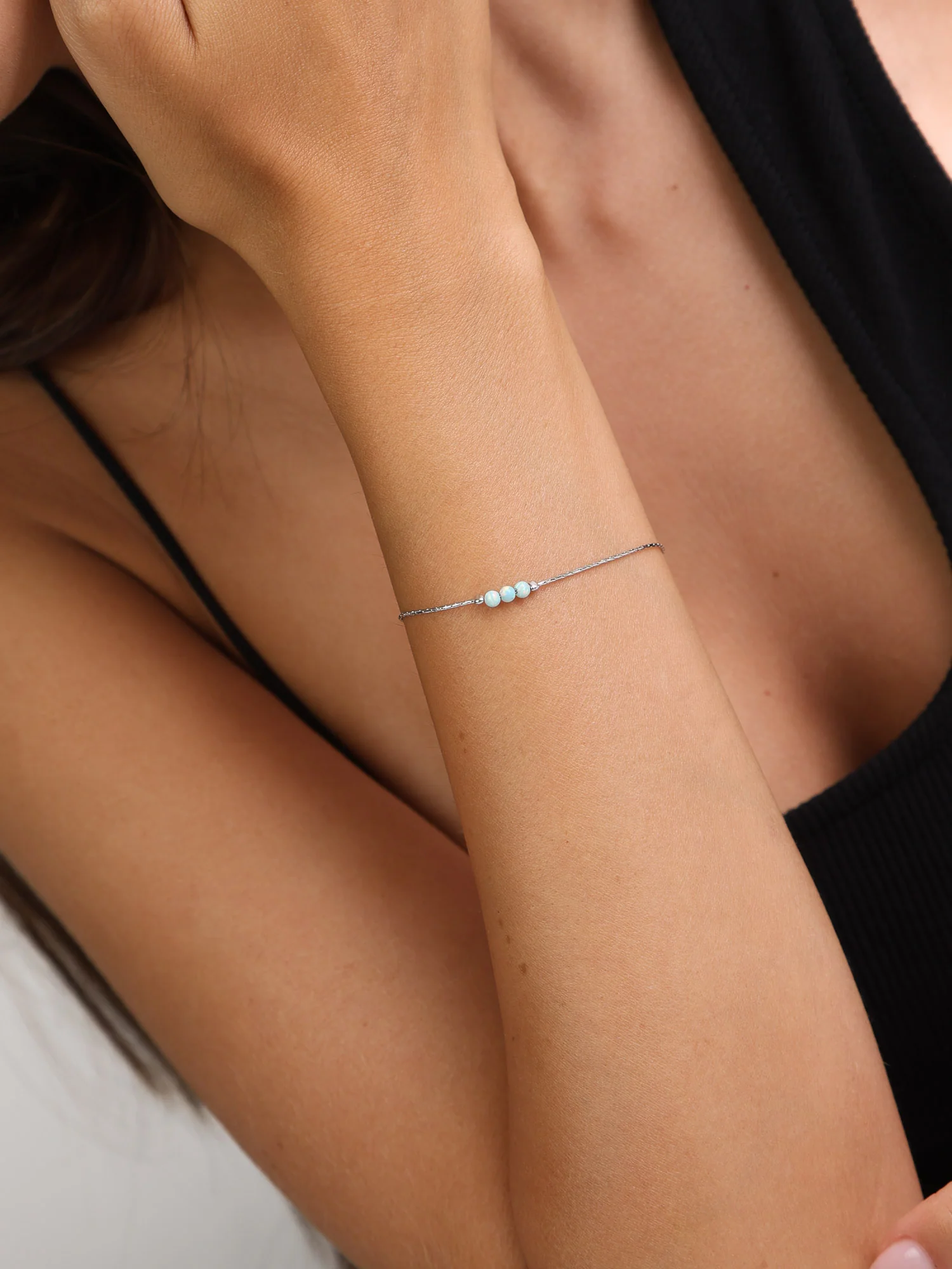 Pulseira em prata 925 com opala azul - Image 2