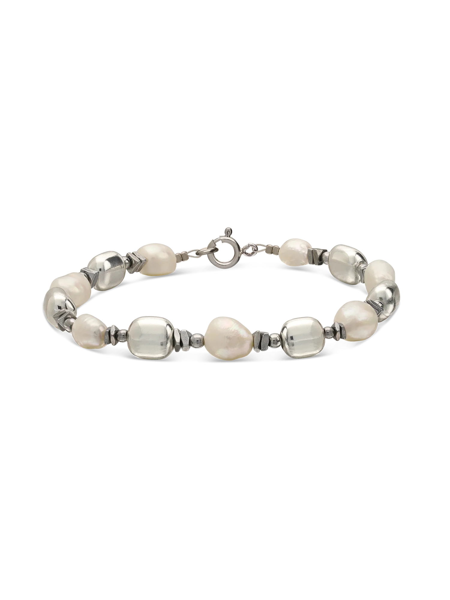 Pulseira de pedra com hematite e pérolas
