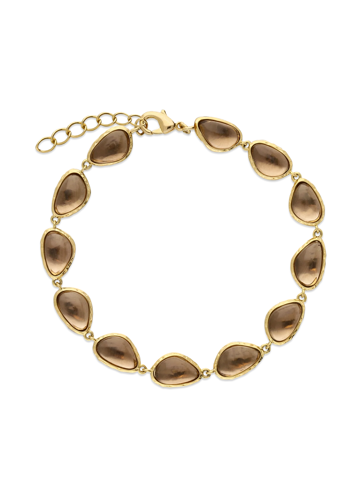 Pulseira banhada a ouro com cristais castanho