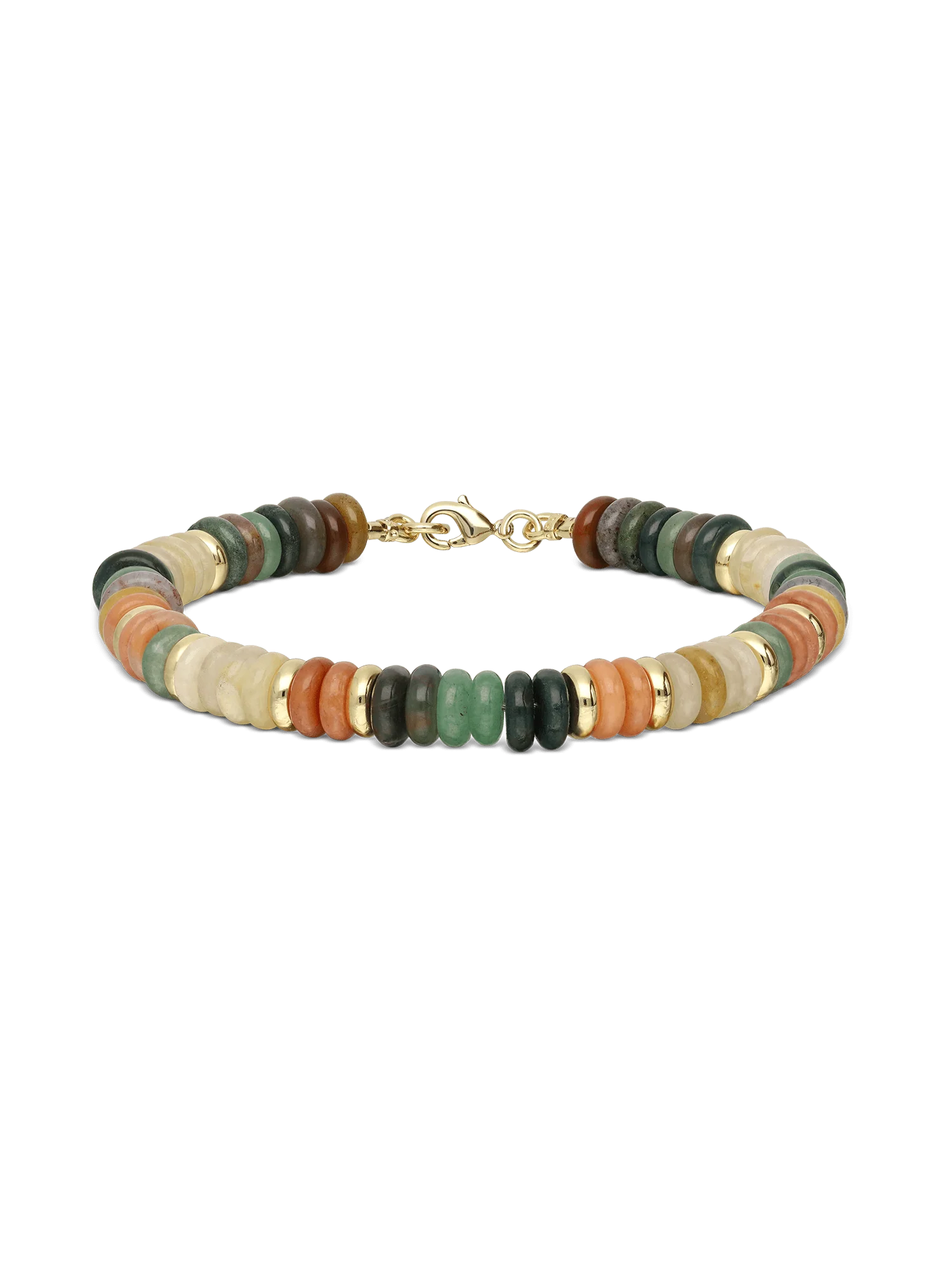 Pulseira de pedra banhada a ouro com jaspe