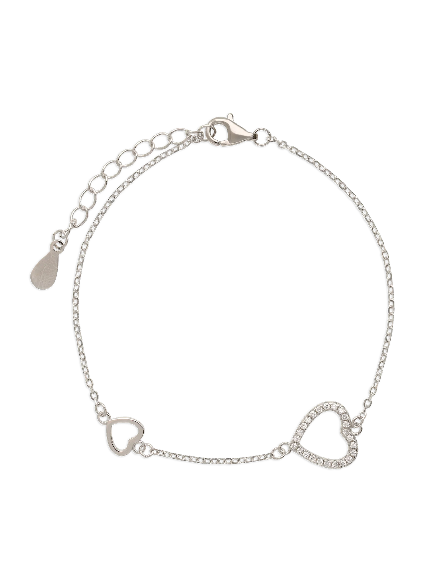 Pulseira coração em prata 925 com zircónia