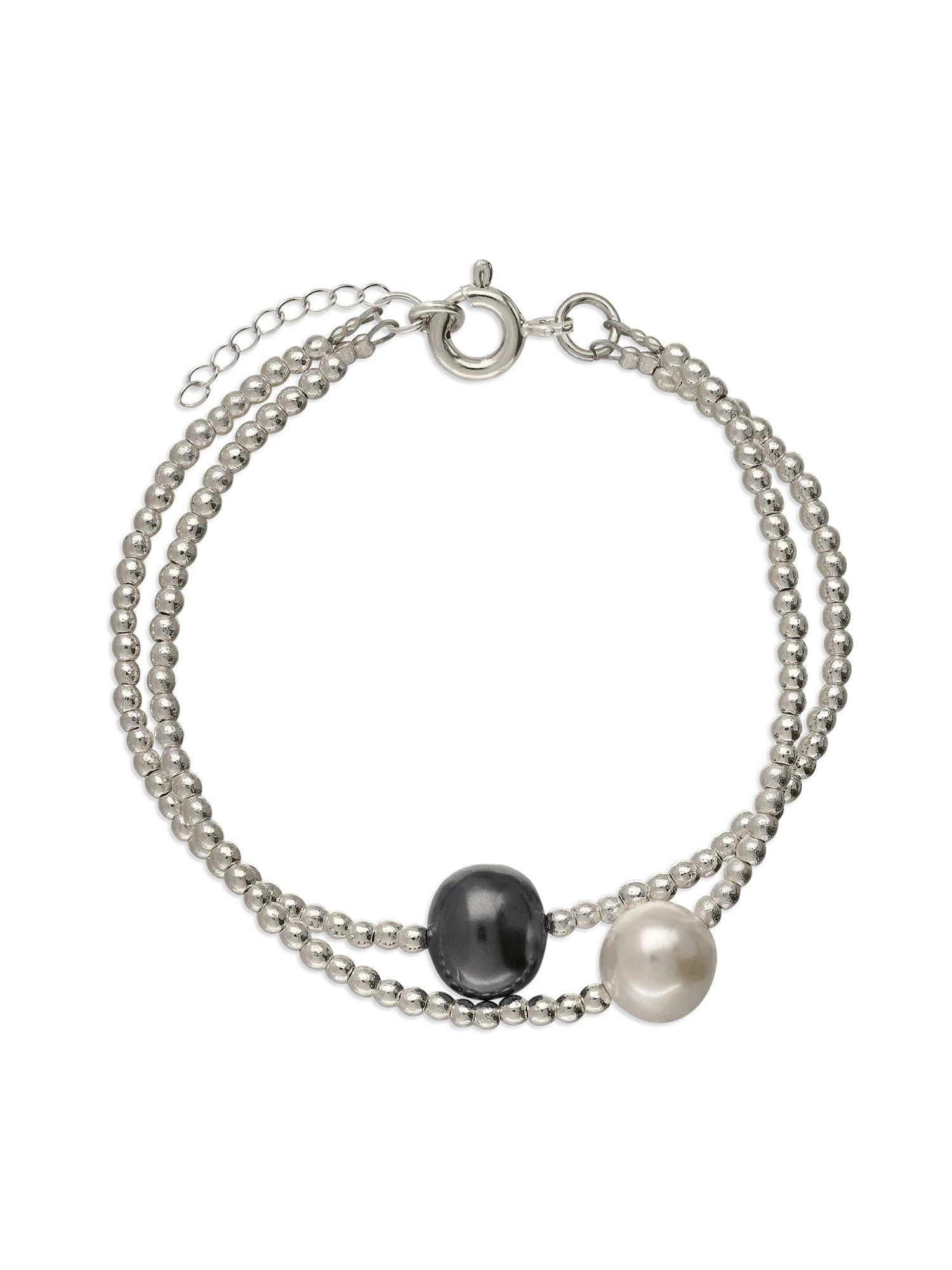 Pulseira de pedra com hematita, madrepérola e hematite