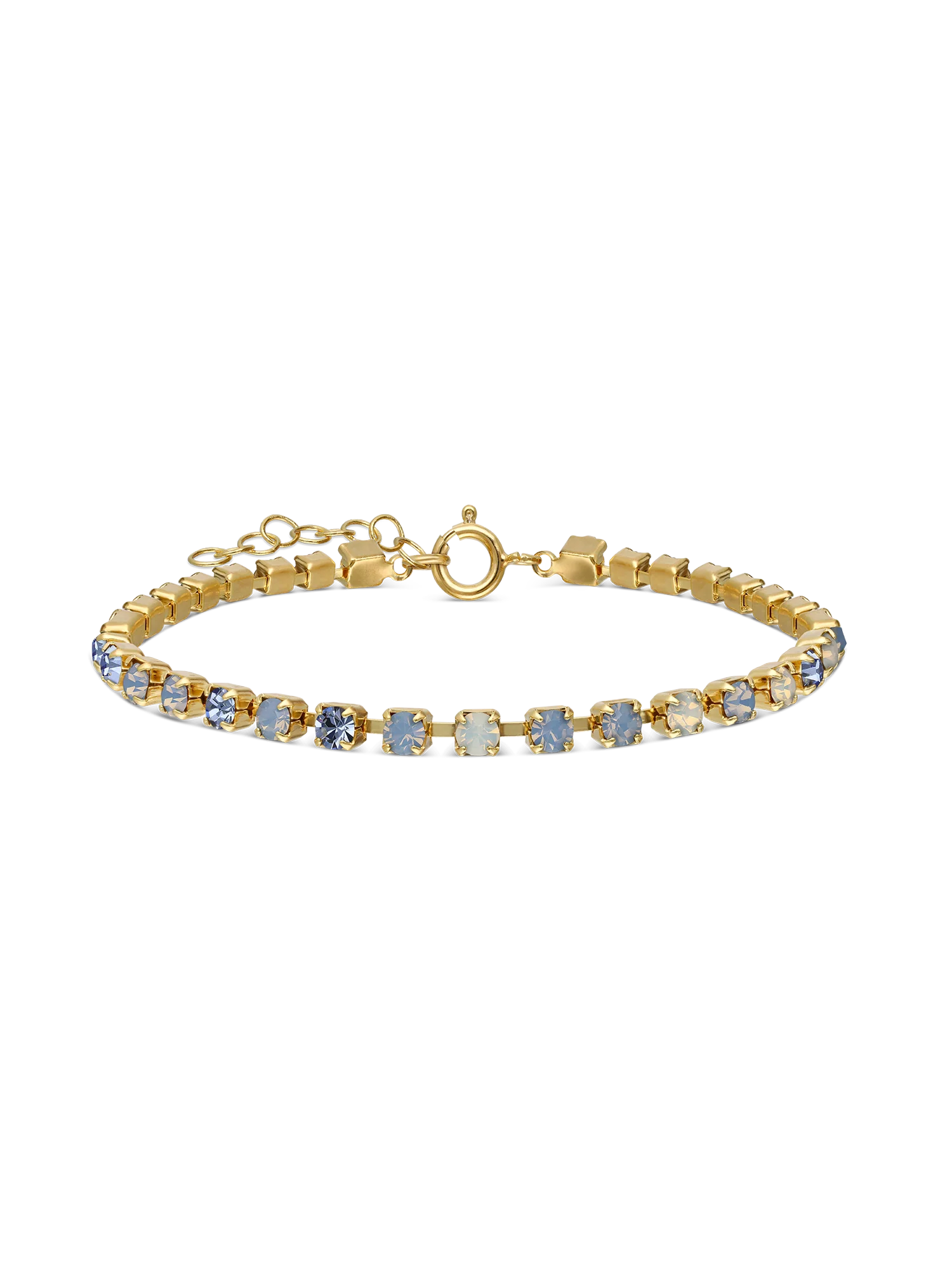 Pulseira de ténis banhada a ouro com cristal azul