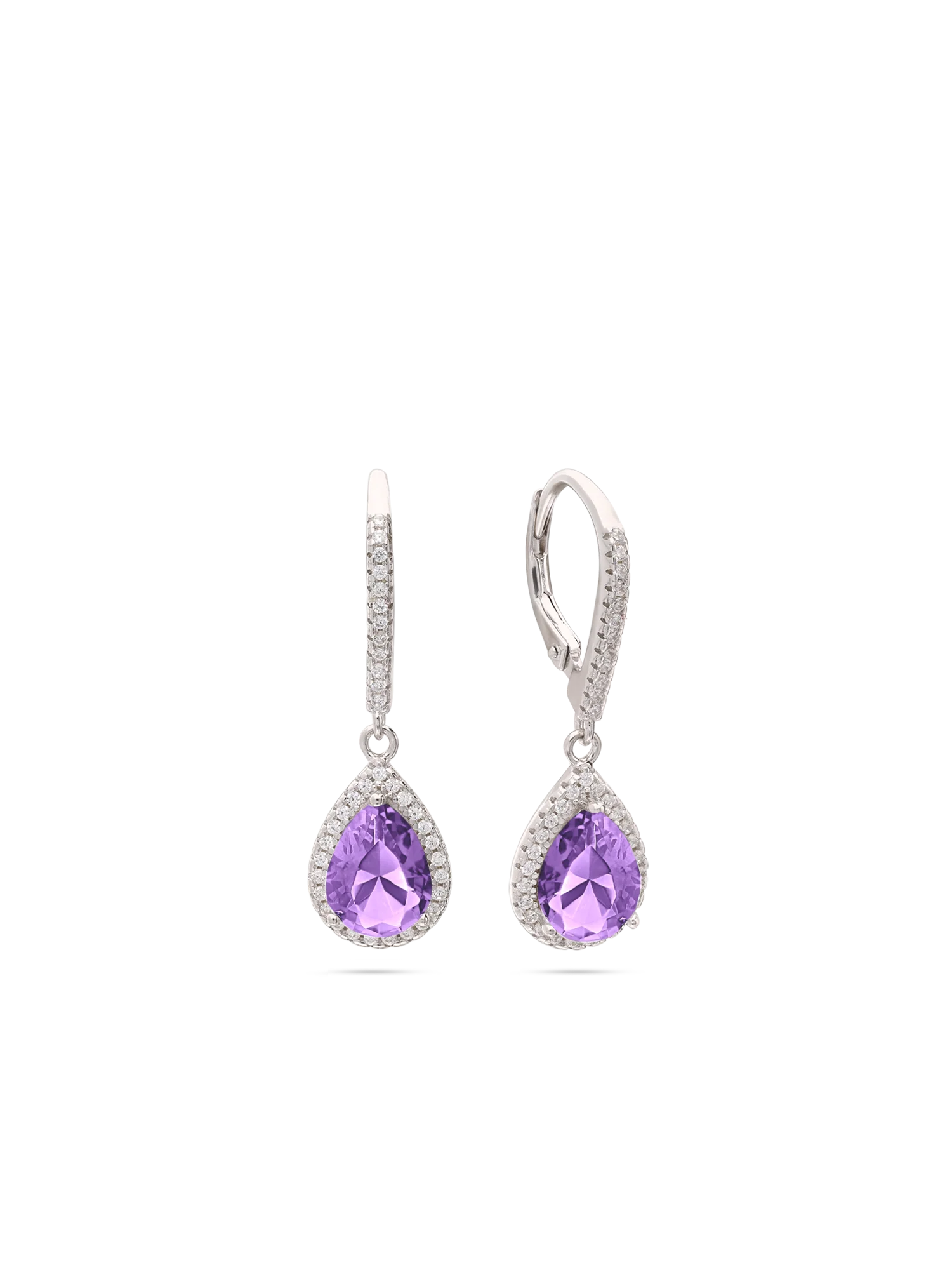 Pendentes em prata 925 com zircónia violeta