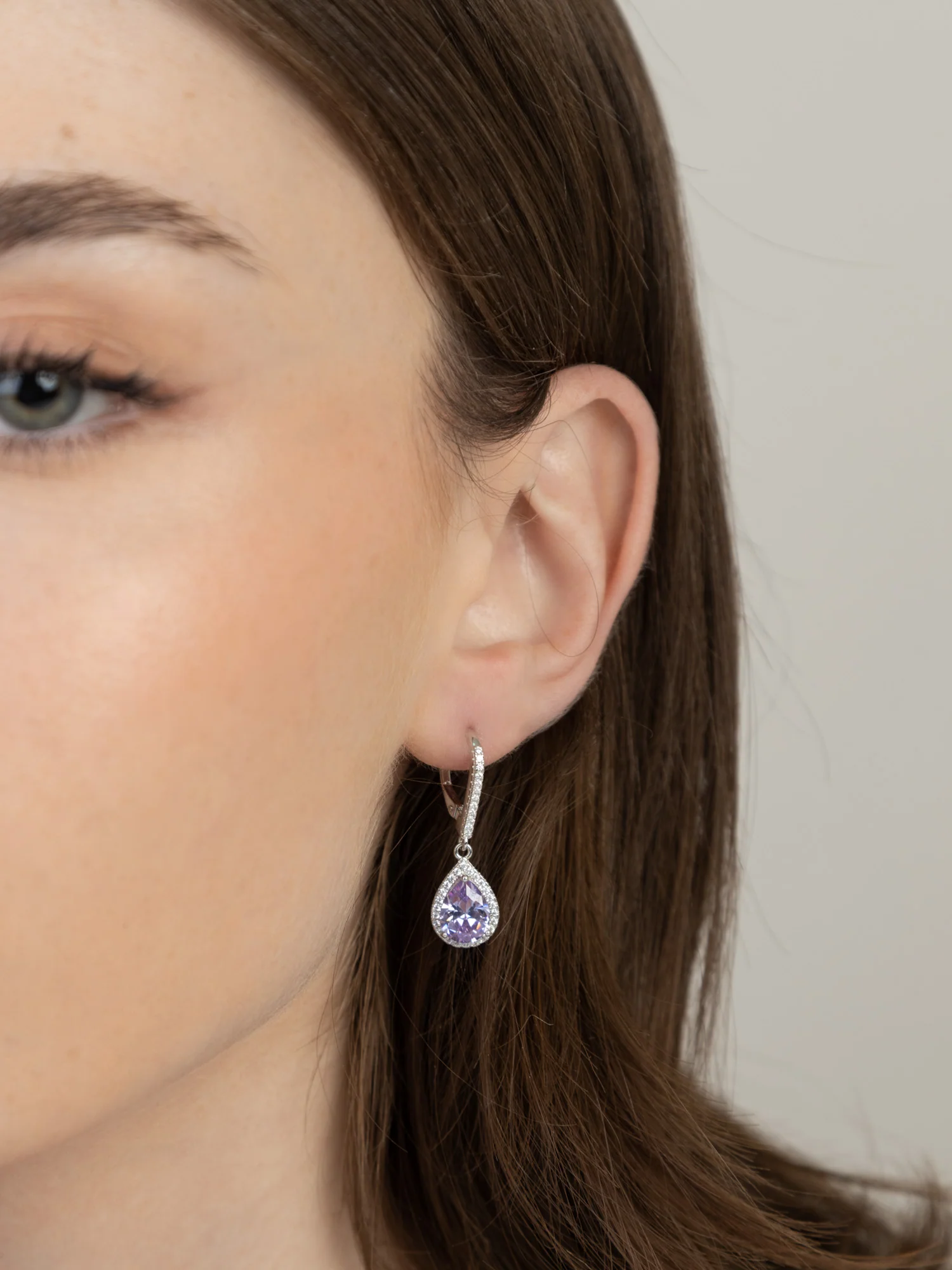 Pendentes em prata 925 com zircónia violeta - Image 2