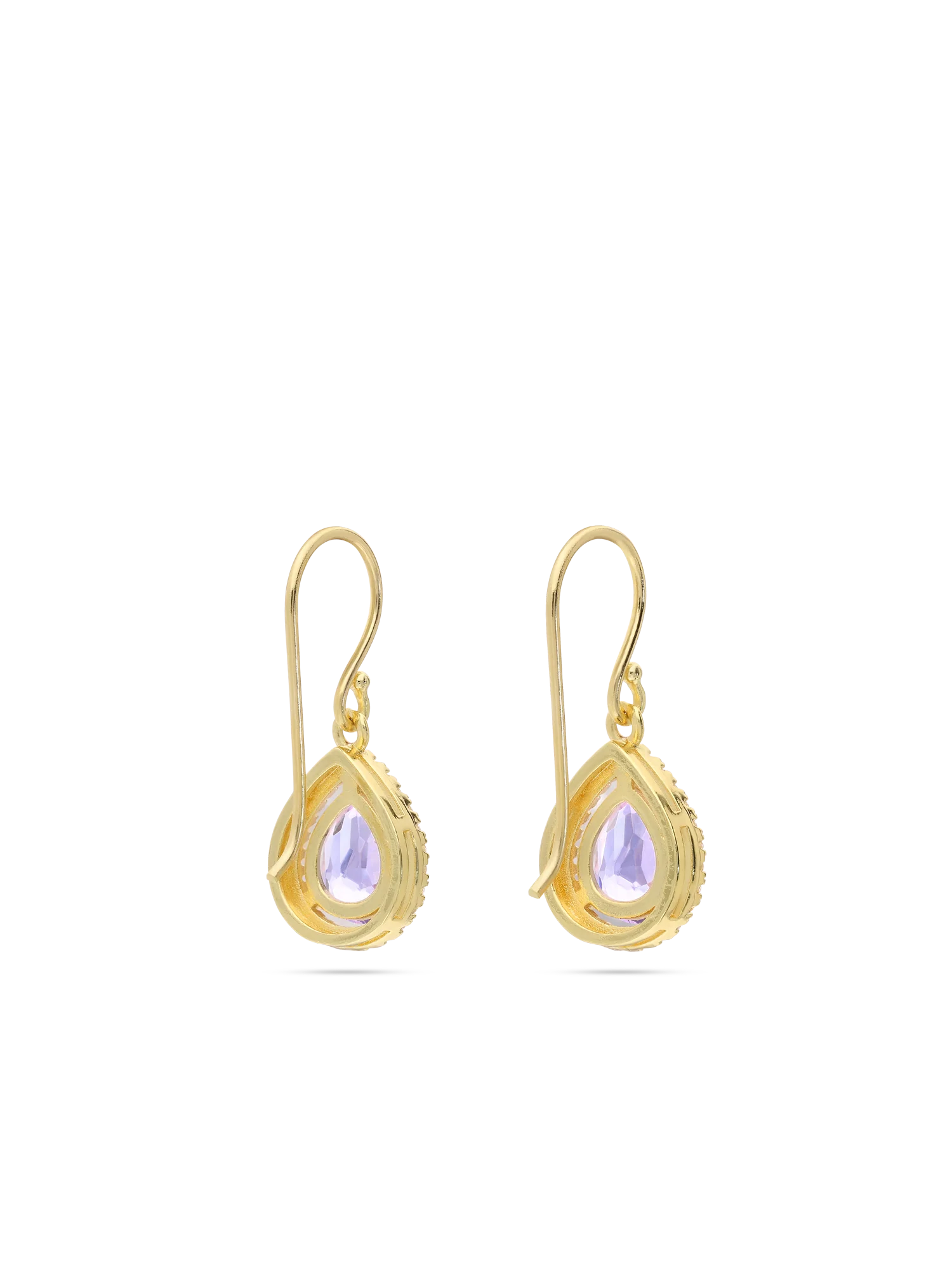 Pendentes banhados a ouro com zircónia e vidro cristal violeta - Image 2