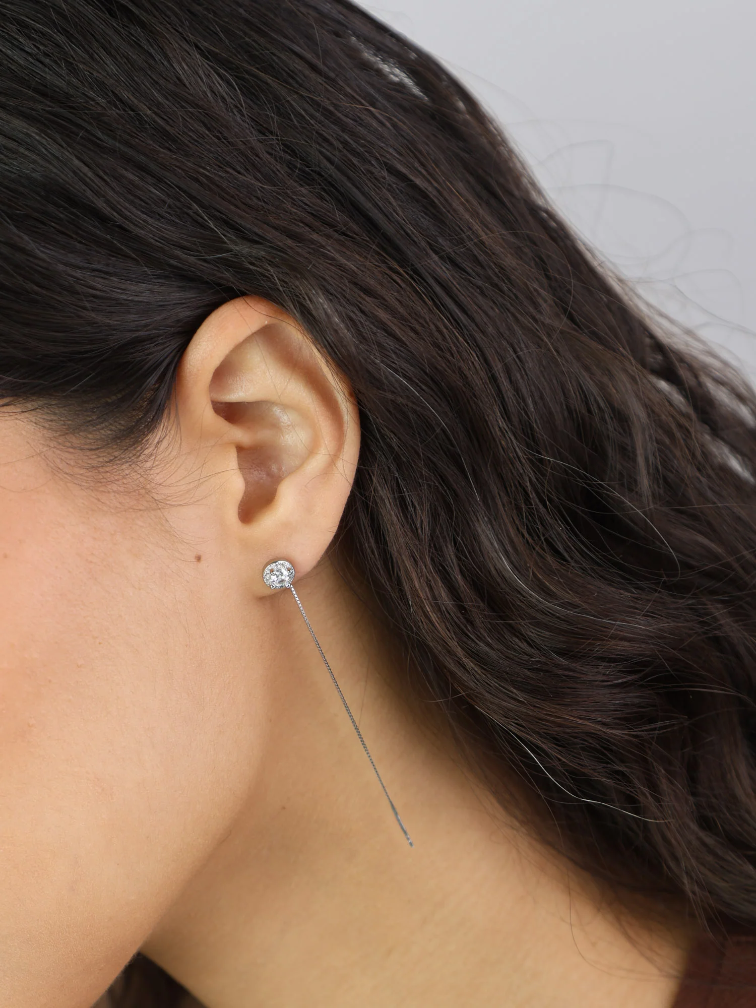 Pendentes círculo em prata 925 com zircónia - Image 2