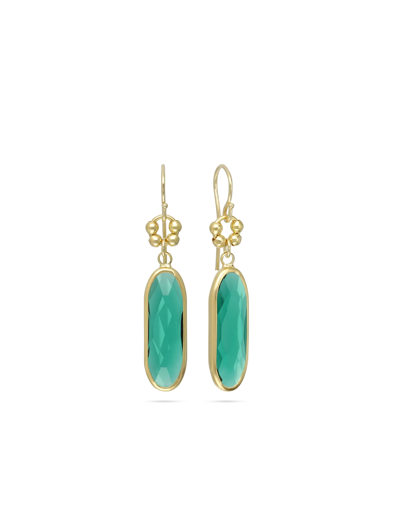 Pendentes banhados a ouro com cristal verde