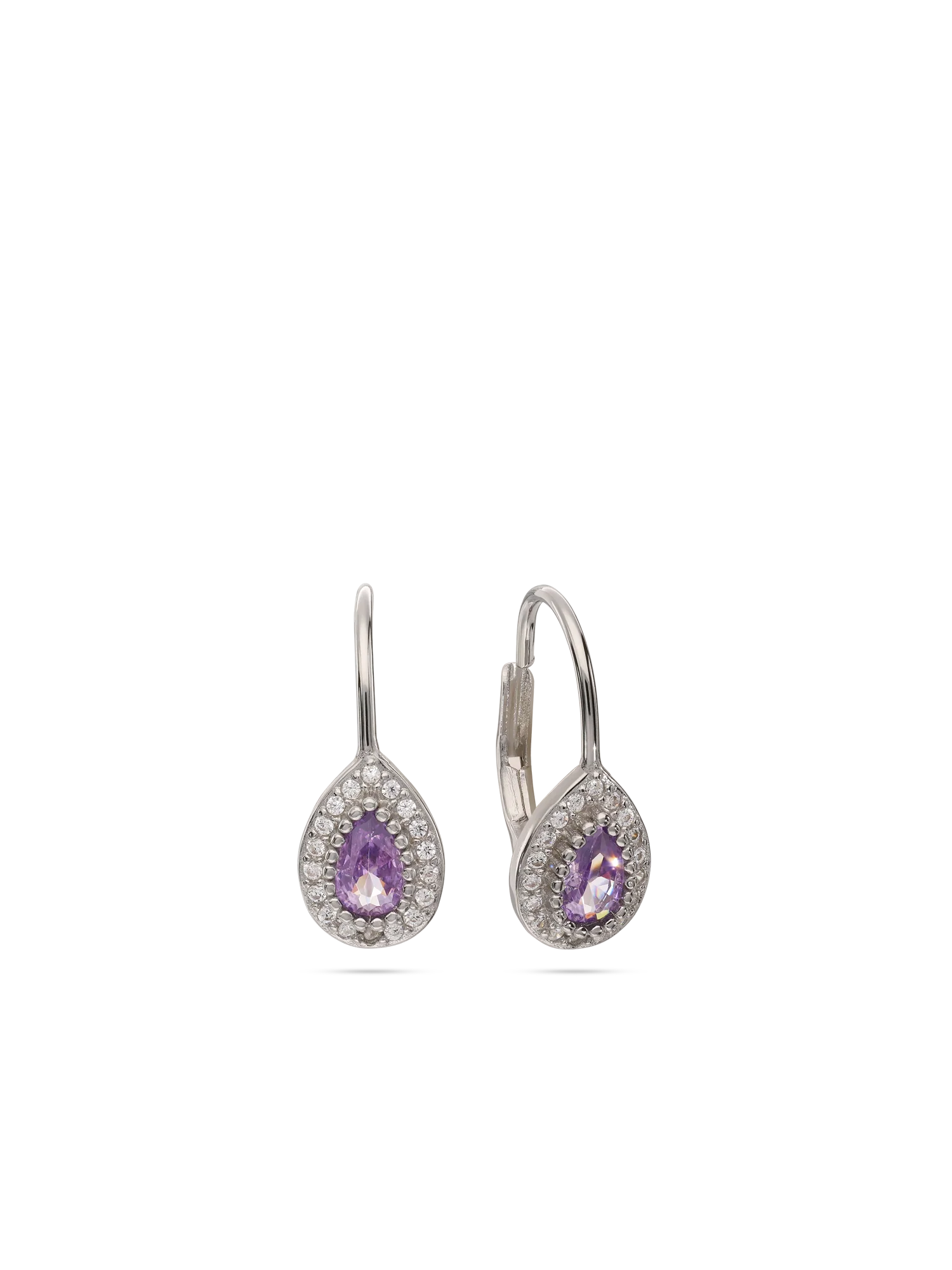 Pendentes em prata 925 com zircónia violeta
