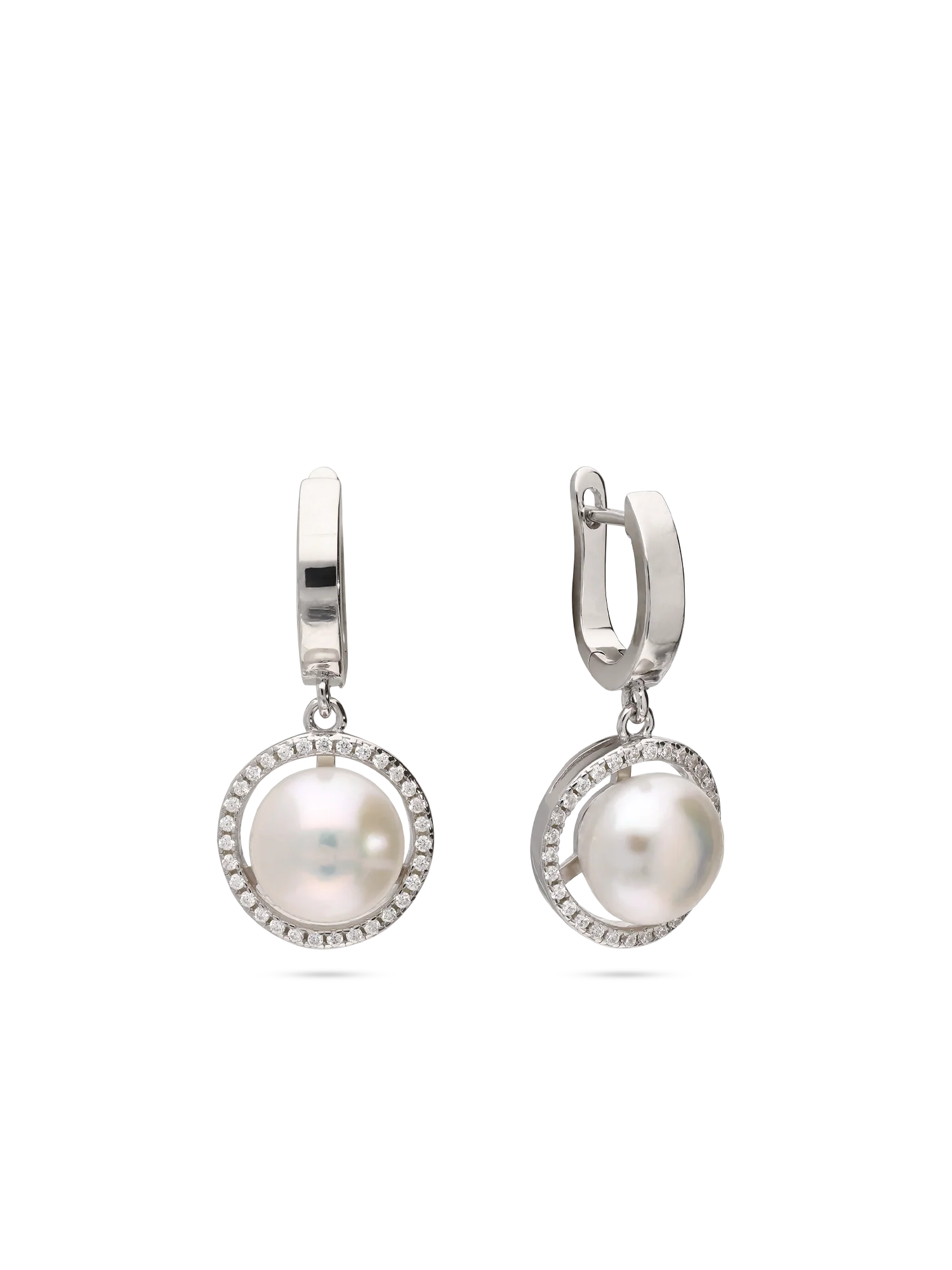 Pendentes em prata 925 com zircónia e pérola