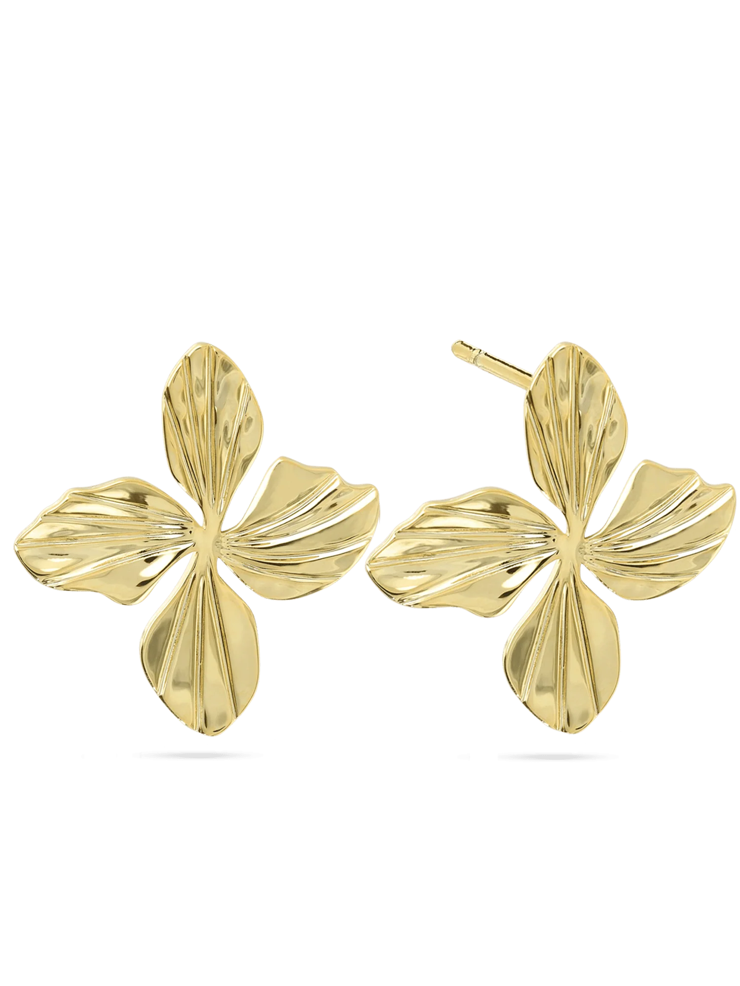 Brincos de placa flor banhados a ouro