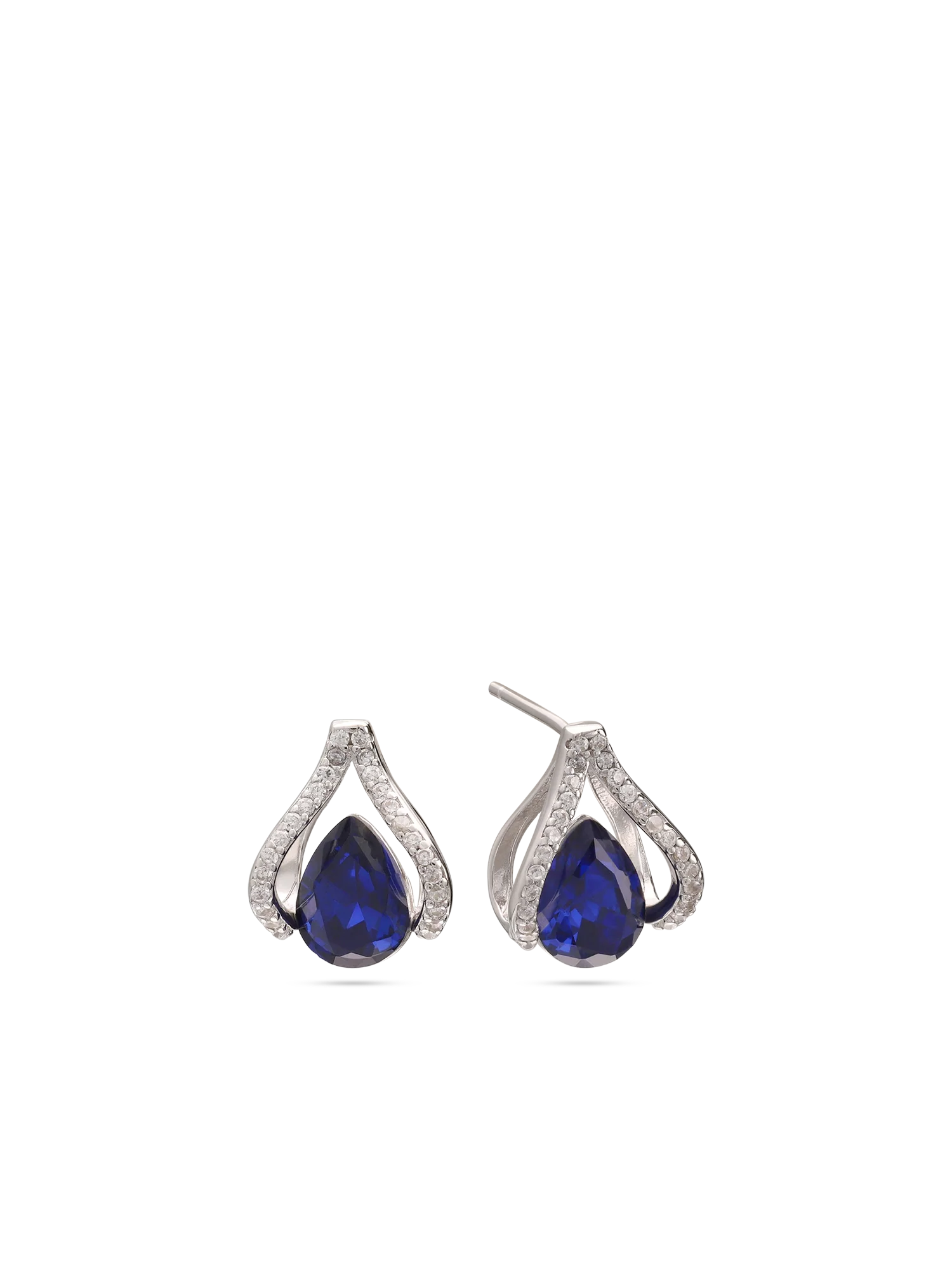 Brincos de placa em pata 925 com zircónia azul
