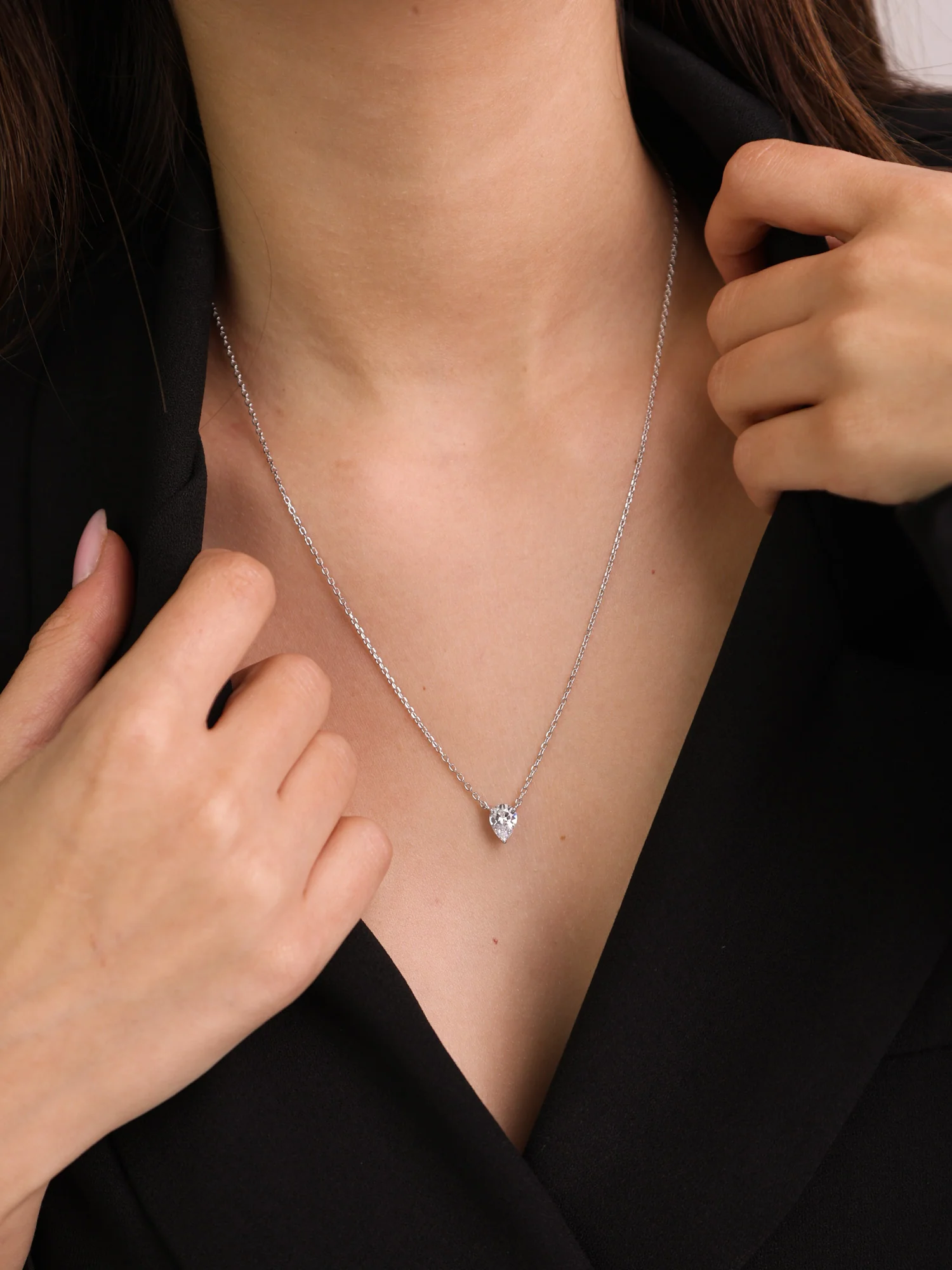 Fio com pendente coração em prata 925 com zircónia - Image 2
