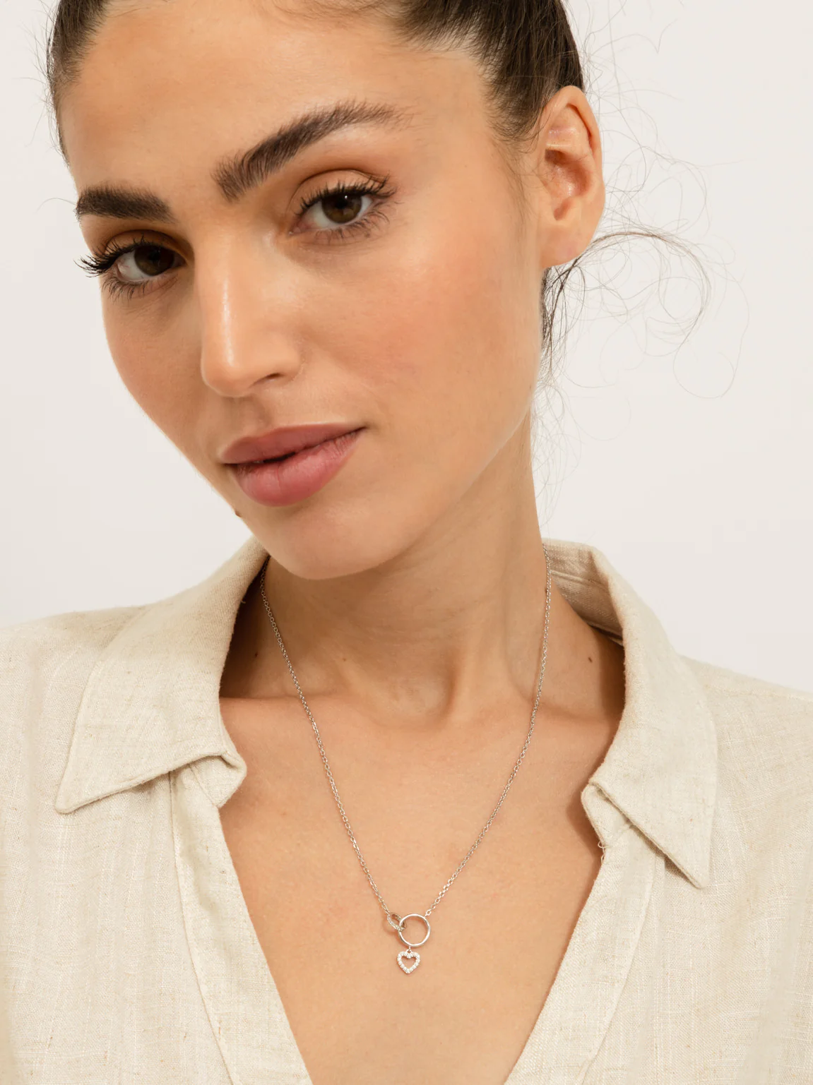 Fio com pendente coração em prata 925 com zircónias - Image 3