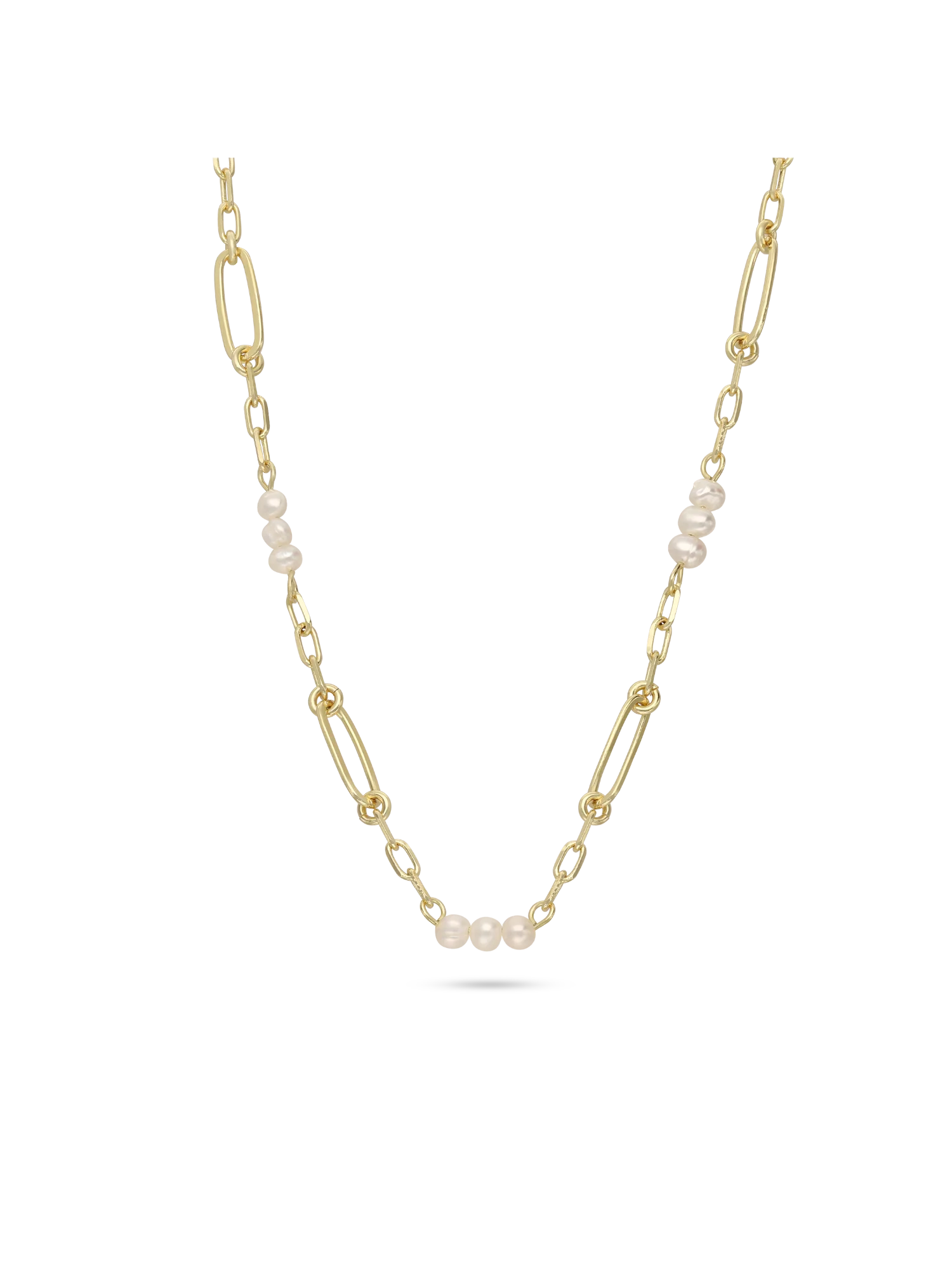 Colar banhado a ouro com pérolas