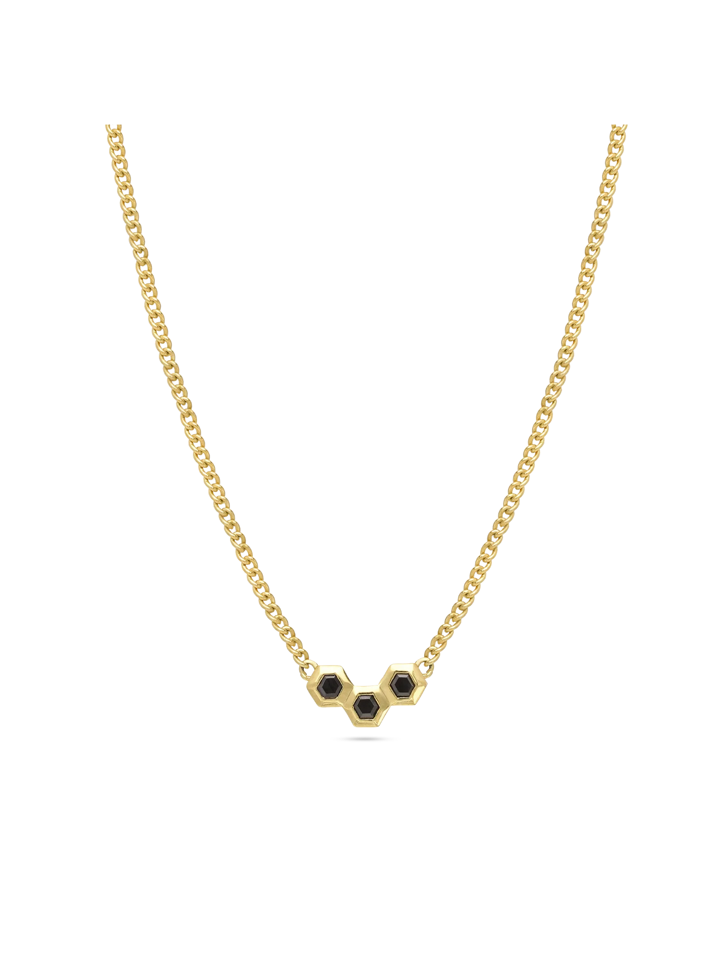 Fio com pendente banhado a ouro com zircónias pretas