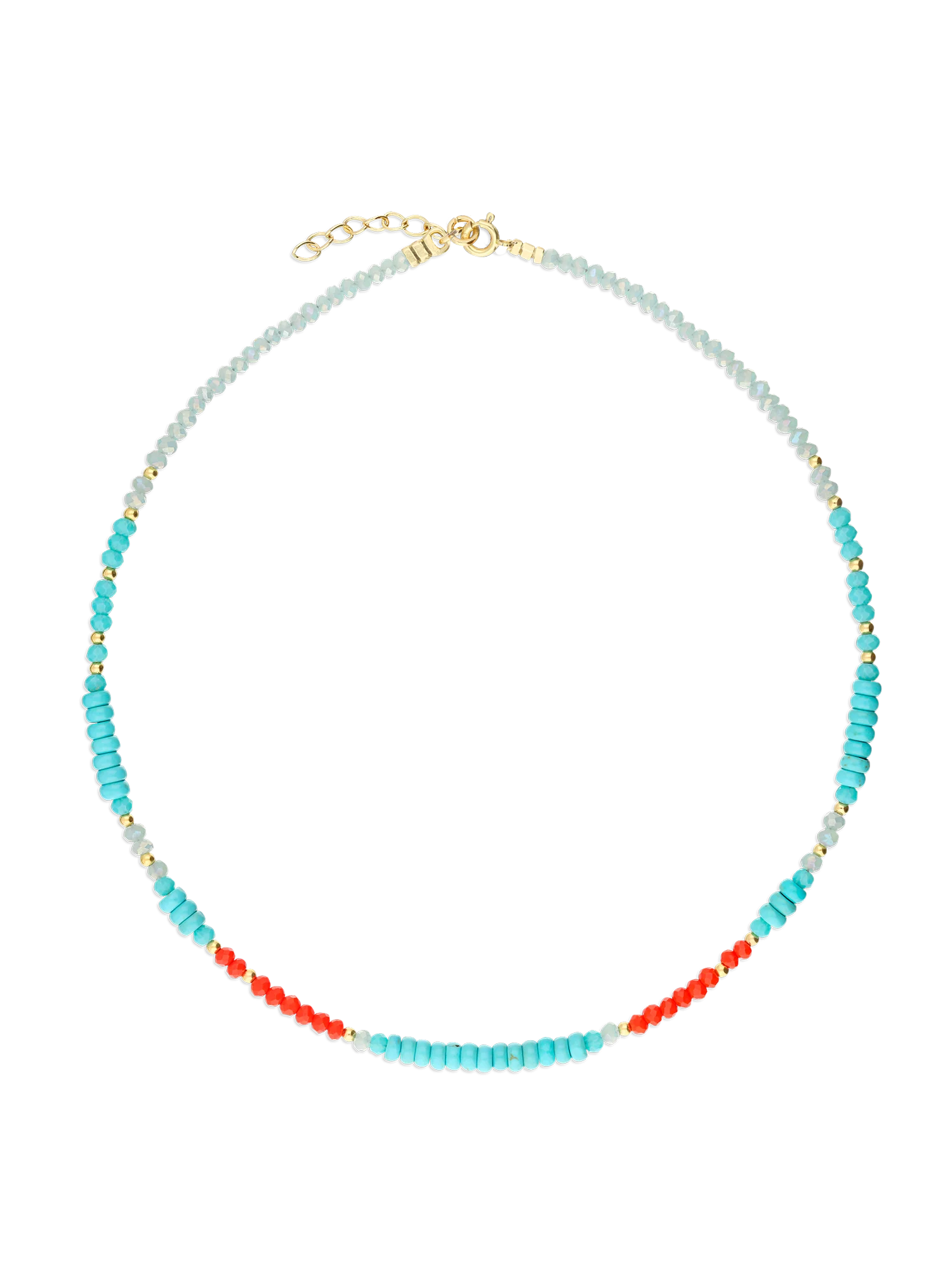 Colar choker banhado a ouro com cristal colorido