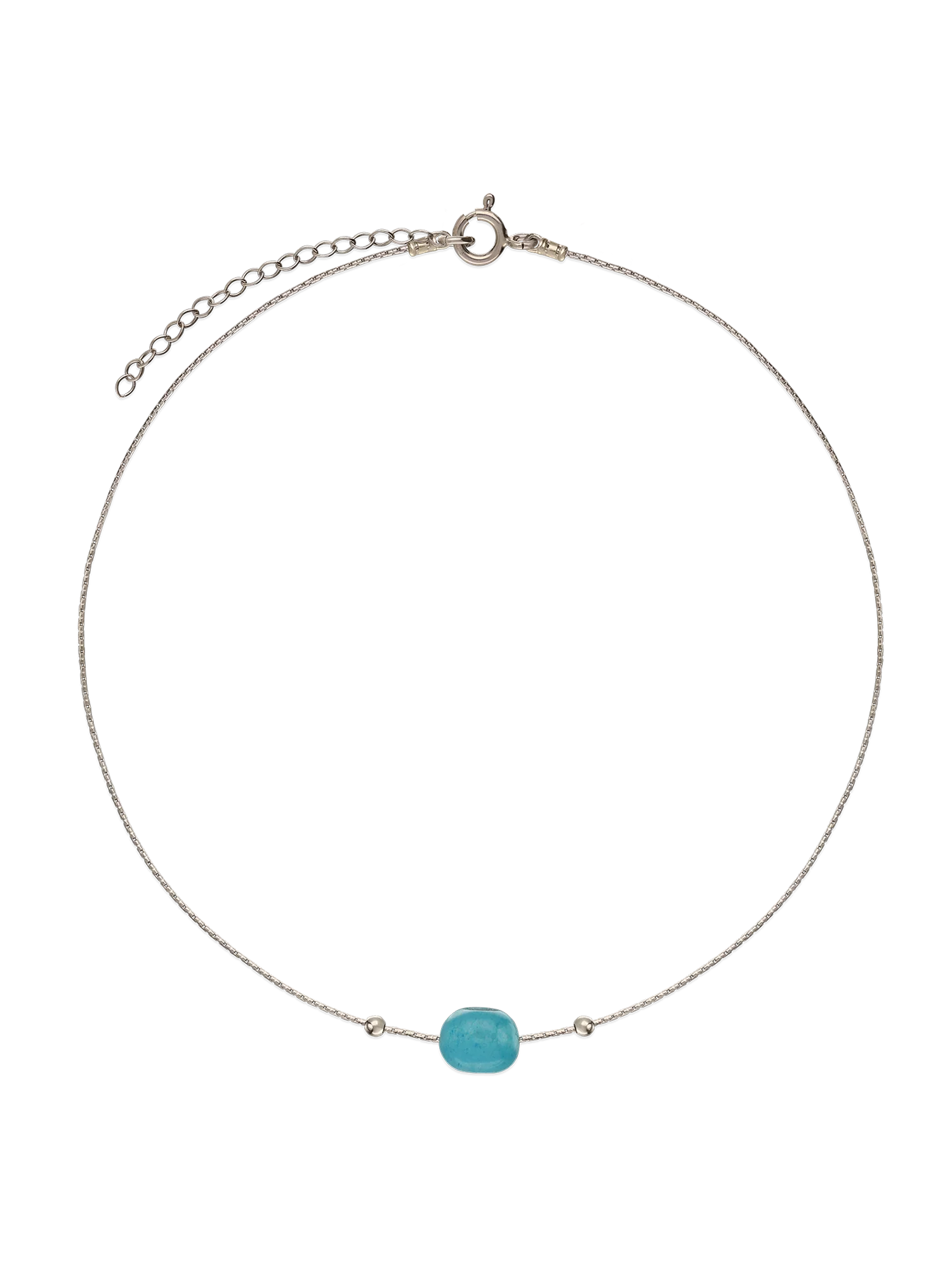 Colar choker em prata 925 com ágata azul
