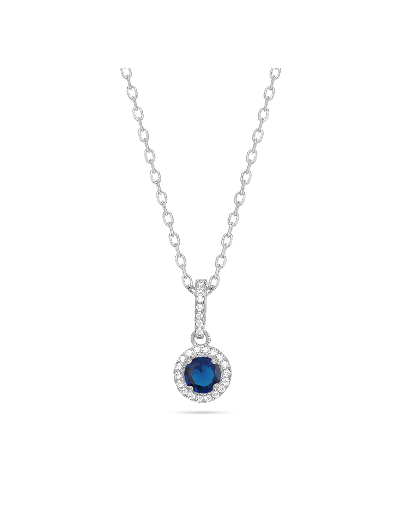 Fio com pendente círculo em prata 925 com zircónia azul