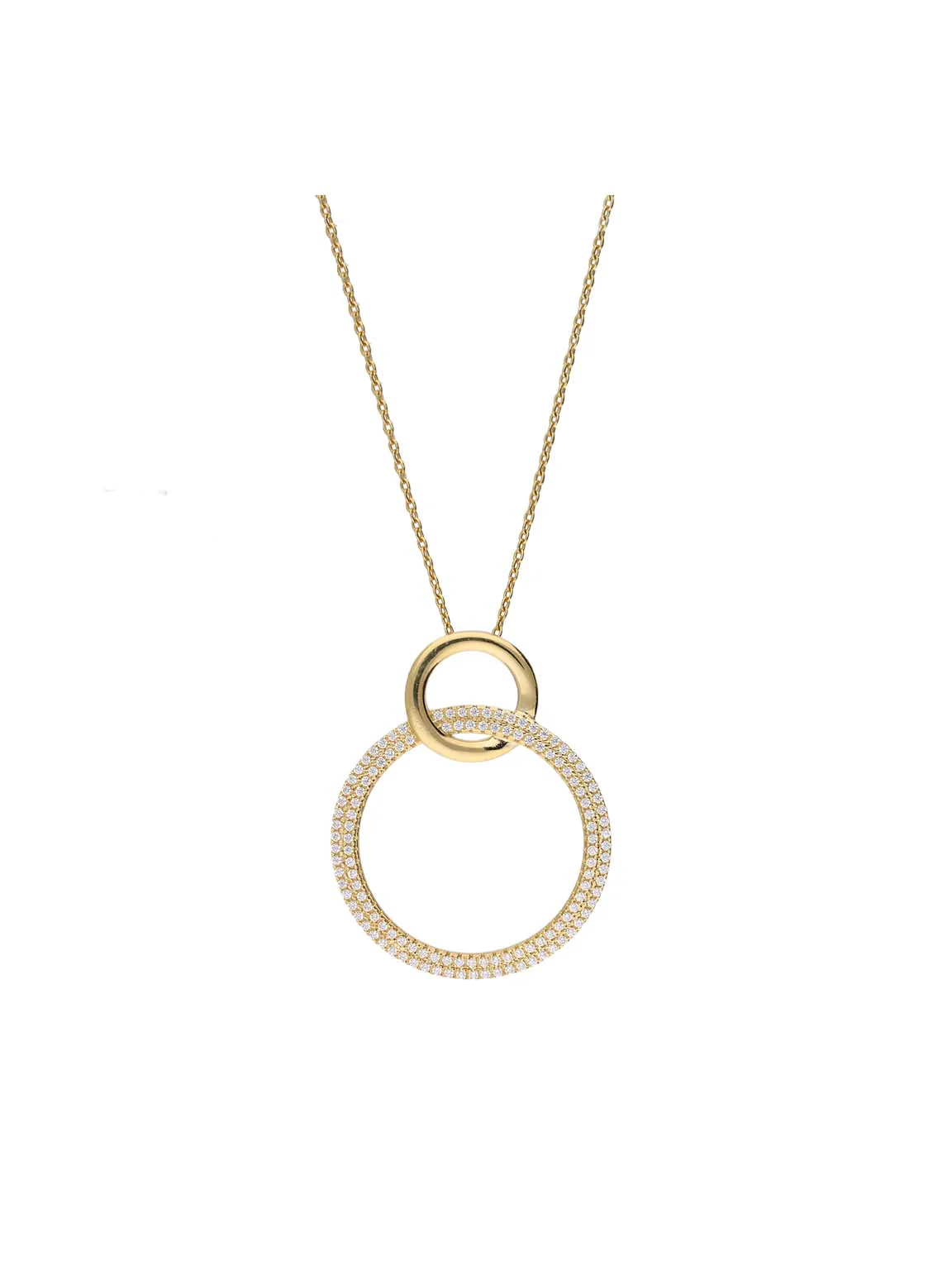 Fio com pendente círculo banhado a ouro com zircónia