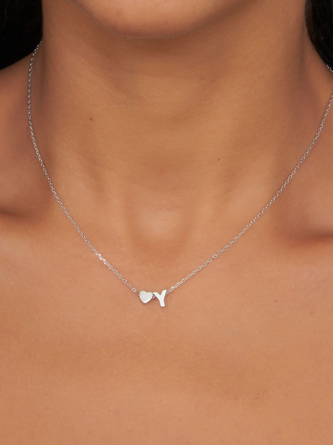 Fio com pendente "Y" e coração em prata 925 - Image 2