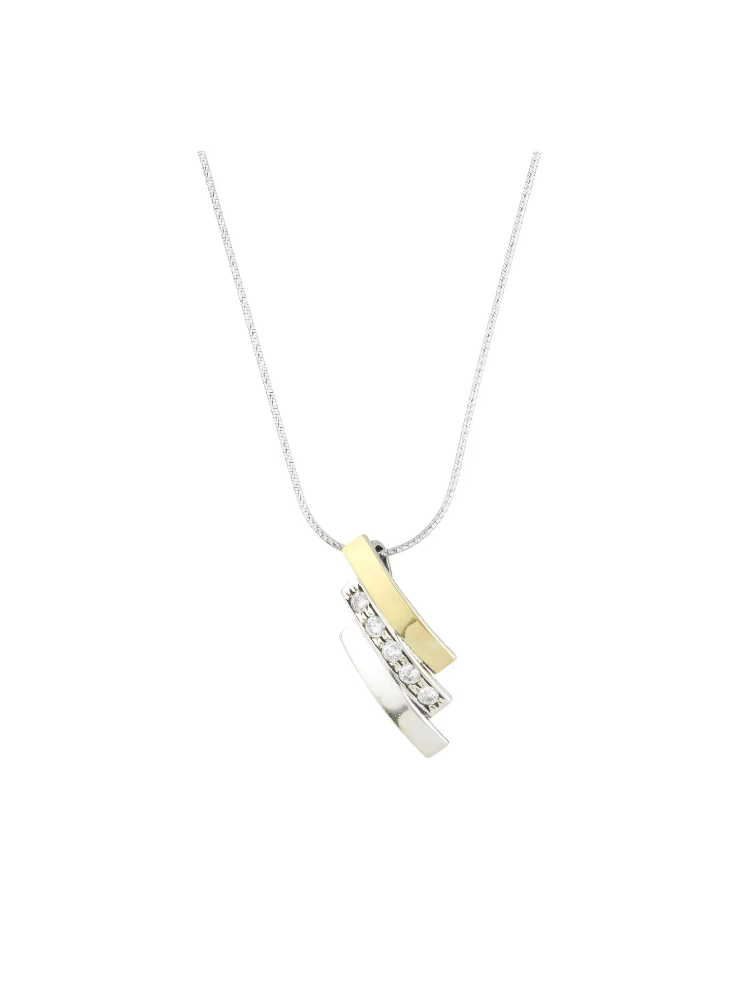 Fio com pendente em prata 925 e ouro 9K com zircónias