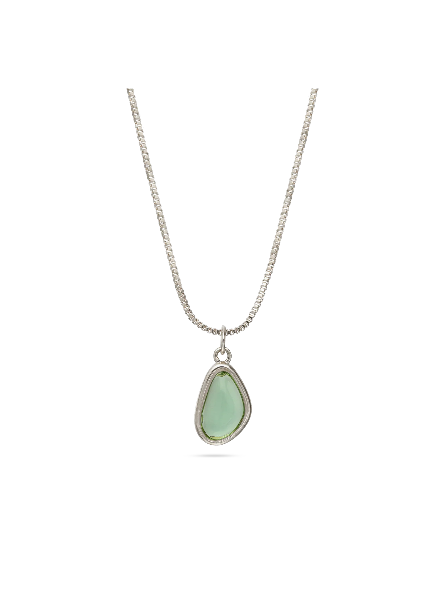 Fio com pendente em prata 925 com vidro cristal verde