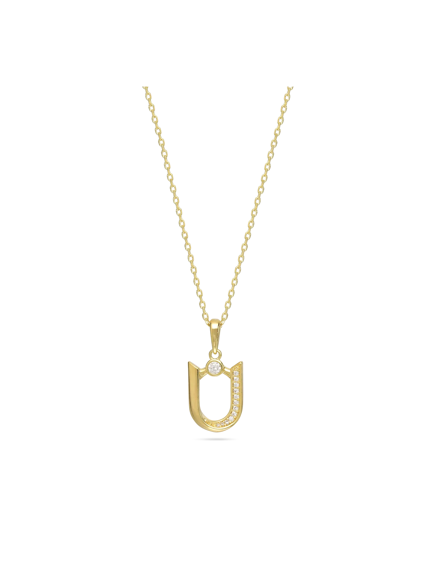 Fio com pendente banhado a ouro com zircónia