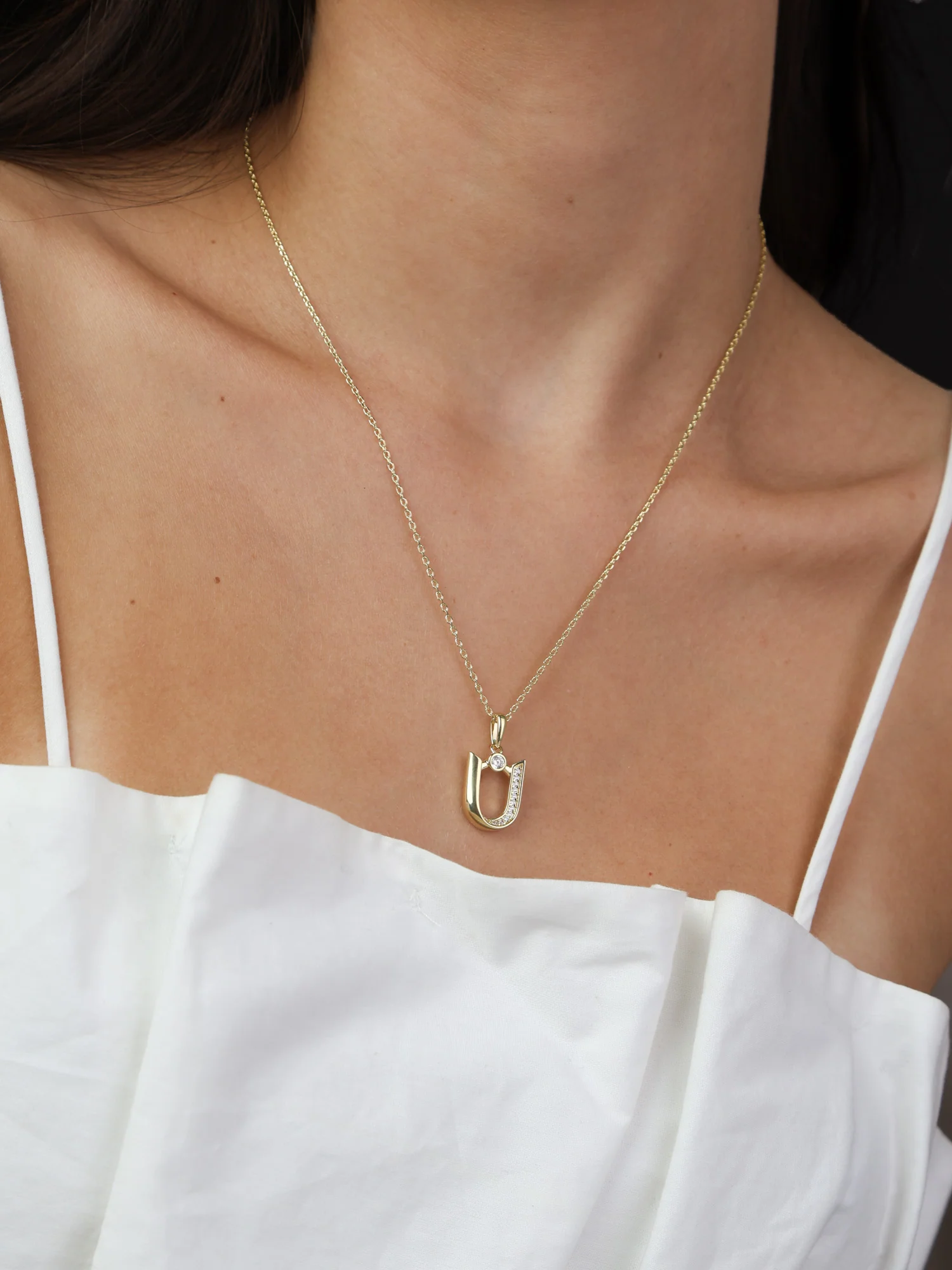 Fio com pendente banhado a ouro com zircónia - Image 2
