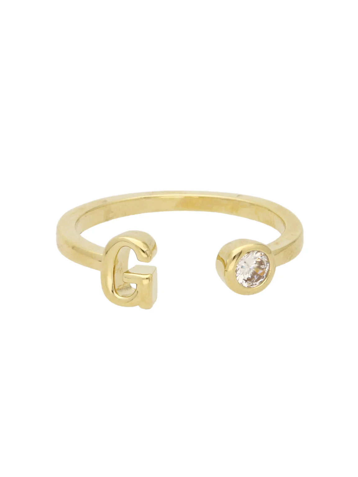 Anel "G" banhado a ouro com zircónia - Image 2