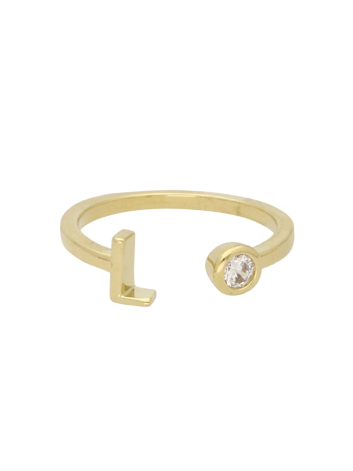 Anel "L" banhado a ouro com zircónia - Image 2