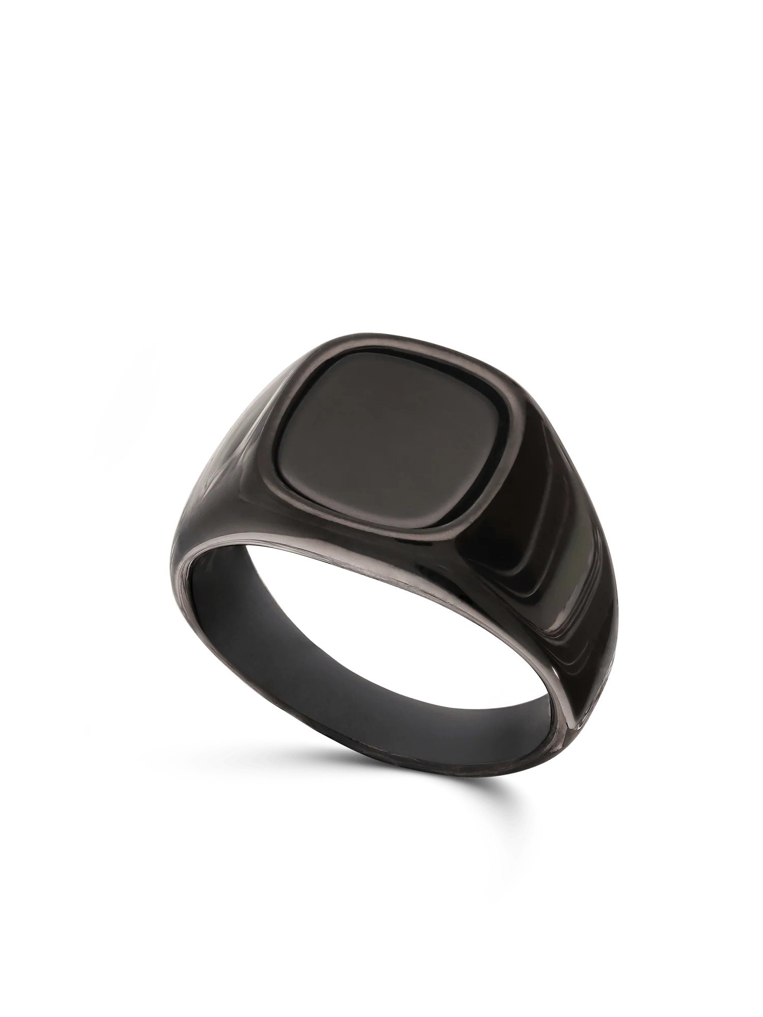 Anel masculino em aço inoxidável com ónix preto
