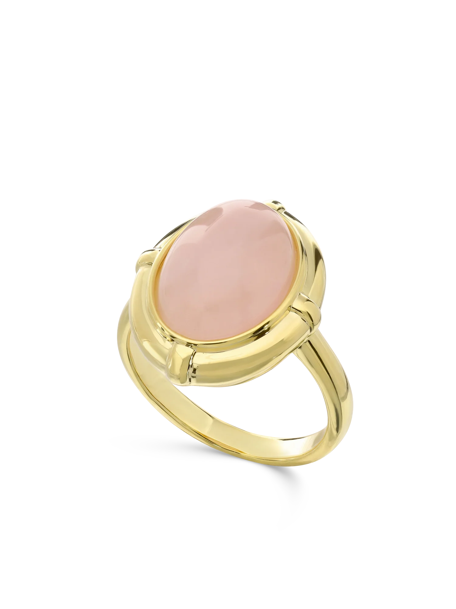 Anel vintage banhado a ouro com quartzo rosa